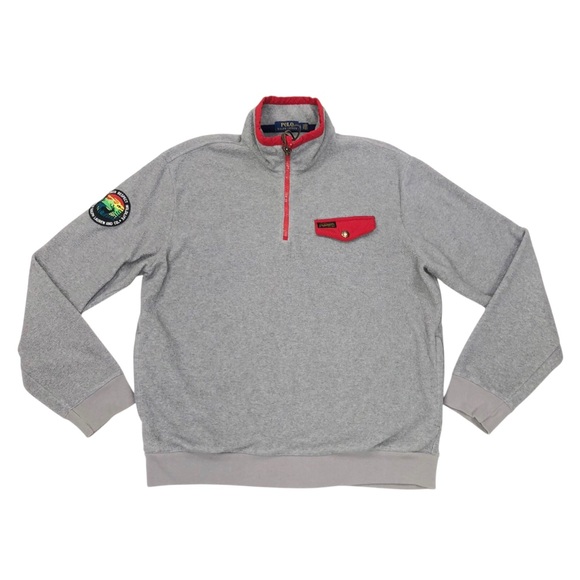 Polo Ralph Lauren 1/4 Zip Fleece Pullover Men's L Sportsman Country Wildlife - Picture 1 of 10